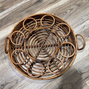 Vintage twisted rattan wicker serving tray or wall decor